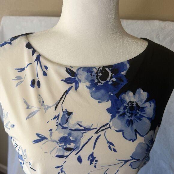 RALPH LAUREN Floral Matte Jersey Sheath Dress Ruched Side Sz 8 Travel Knit Lined - Picture 6 of 16
